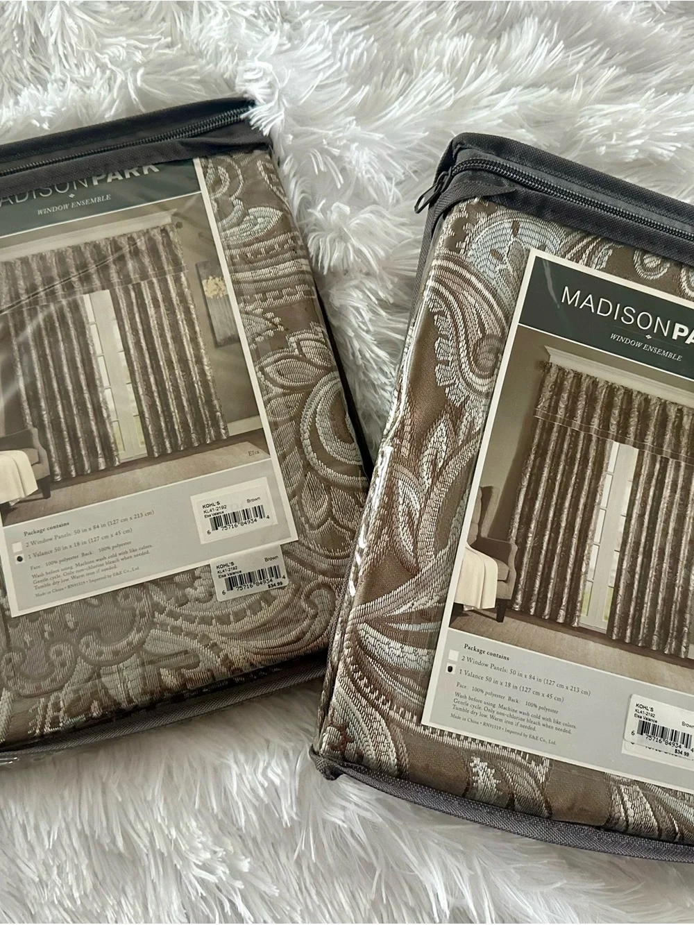 🤎🩵Madison Park Elsa Paisley Window Valances Set of (2) 50” x 18”
